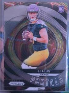 lot 75 image: JJ MCCARTHY 2024 PANINI PRIZM SILVER PORTALS ROOKIE CARD