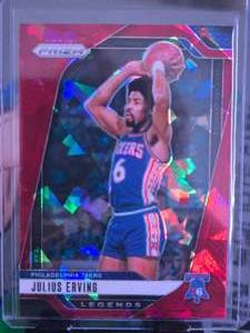 lot 187 image: JULIUS ERVING 2024 PANINI RED CRACKED ICE PRIZM
