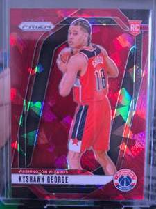 lot 180 image: KYSHAWN GEORGE 2024 PANINI RED CRACKED ICE PRIZM ROOKIE CARD
