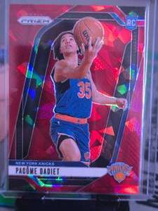lot 191 image: PACOME DADIET 2024 PANINI RED CRACKED ICE PRIZM ROOKIE CARD