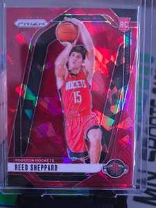 lot 165 image: REED SHEPPARD 2024 PANINI RED CRACKED ICE PRIZM ROOKIE CARD