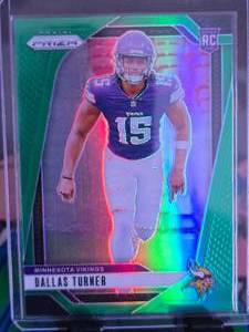 lot 206 image: DALLAS TURNER 2024-25 PANINI GREEN PRIZM ROOKIE CARD