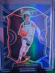 lot 213 image: JADEN MCDANIELS 2020-21 PANINI SELECT CONCOURSE BLUE PRIZM ROOKIE CARD