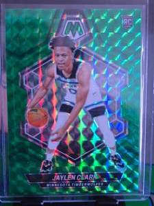 lot 227 image: JAYLEN CLARK 2023-24 PANINI MOSAIC GREEN PRIZM ROOKIE CARD