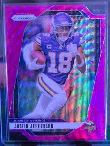 lot 222 image: JUSTIN JEFFERSON 2024 PANINI PRIZM PINK WAVE REFRACTOR