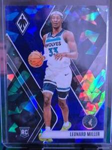 lot 228 image: LEONARD MILLER 2023-24 PANINI PHOENIX BLUE CRACKED ICE ROOKIE CARD