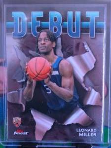 lot 214 image: LEONARD MILLER 2023-24 TOPPS FINEST DEBUT ROOKIE CARD
