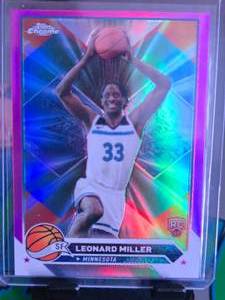 lot 233 image: LEONARD MILLER 2023-24 TOPPS CHROME PINK REFRACTOR ROOKIE CARD