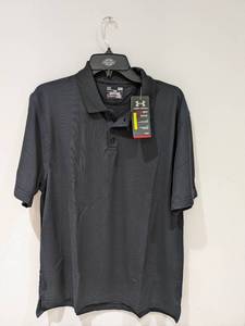 NEW UNDER ARMOUR LARGE HEAT GEAR GOLF POLO (BLACK)