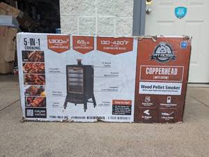 lot 37 image: NEW PITBOSS COPPERHEAD (ONYX EDITION) WOOD PELLET SMOKER