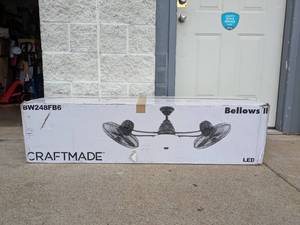 lot 75 image: NEW CRAFTMADE BELLOWS II 48 INDOOROUTDOOR CEILING FANLIGHT