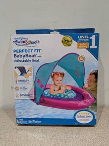 lot 80 image: NEW THE ORIGINAL SWIM SCHOOL PERFECT FIT BABY BOAT W ADJUSTABLE SEAT