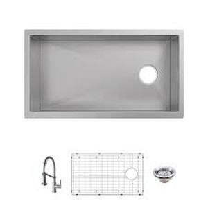 Glacier Bay Professional Zero Radius 32 in Undermount Single Bowl 16 Gauge Stainless Steel Workstation Kitchen Sink with Accessories Customer Returns See Pictures
