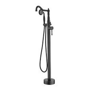 lot 10 image: 2-Handle Freestanding Floor Mounted Tub Faucet with Handheld Showerhead in Matte Black Customer Returns See Pictures