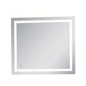 lot 11 image: Timeless 36 in. W x 40 in. H Framed Rectangular LED Light Bathroom Vanity Mirror in Silver Customer Returns See Pictures
