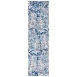lot 28 image: SAFAVIEH Aston NavyGray 2 ft. x 8 ft. Distressed Geometric Runner Rug Customer Returns See Pictures