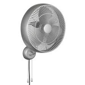 lot 34 image: Hampton Bay Henton 18 in. 3 Speed Oscillating High Velocity Silver IndoorOutdoor Wall Mount Fan Customer Returns See Pictures