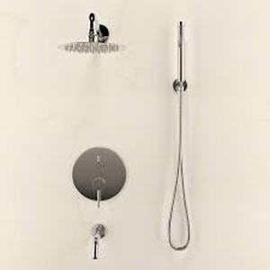 lot 13 image: Swiss Madison Ivy 1.8 GPM 1-Spray Pattern 8 in. Wall Mount Fixed Shower Head with Hand Sprayer and Tub Filler in Polished Chrome  Customer Returns See Pictures