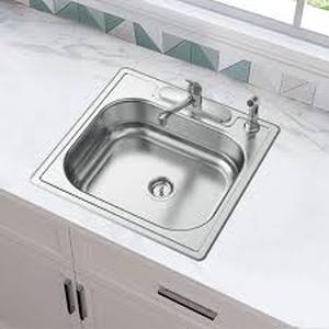 lot 16 image: Glacier Bay 25 in. Drop in Single Bowl 20-Gauge Stainless Steel Kitchen Sink Customer Returns See Pictures