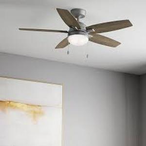 lot 18 image: Hunter Antero 52 in. Hunter Express Indoor Matte Silver Ceiling Fan with Light Kit Included  Customer Returns See Pictures
