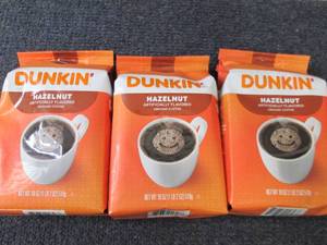 lot 185 image: 3- 18 oz Dunkin Hazelnut Ground Co...