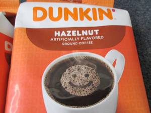lot 186 image: 3- 18 oz Dunkin Hazelnut Ground Co...