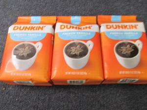 lot 187 image: 3- 18 oz Dunkin French Vanilla Gro...