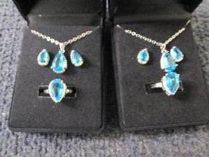 2 Dazzling SeaBlue Teardrop Pendant...