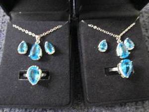 lot 308 image: 2 Dazzling SeaBlue Teardrop Pendant...