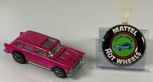 lot 24 image: 1969 REDLINE Hot Wheels Classic Nomad Transparent Hot Pink With Button Nice Condition (Chips In Paint Present)