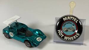 lot 35 image: 1968 REDLINE Hot Wheels Chaparral 2G Transparent Aqua Blue With Button Super Nice Condition