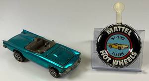 lot 45 image: 1968 REDLINE Hot Wheels Classic 57 Bird TransparentAqua With Button Really Nice Condition