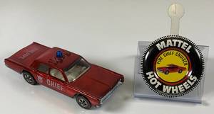 lot 75 image: 1968 REDLINE Hot Wheels Fire Chief Cruiser Transparent Red Blue Light On Top Really Nice Condition
