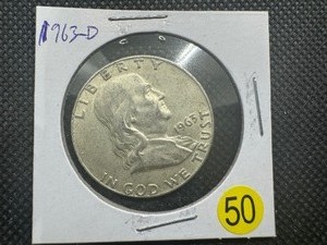 lot 50 image: 1963-D  Franklin Silver Half Dollar