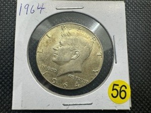 lot 56 image: 1964 90% Silver Kennedy Half Dollar