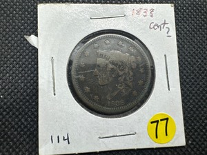 lot 77 image: 1838 Large Cent