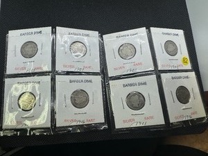 lot 82 image: Eight Silver Barber Dimes - two each of 1903, 1907, 1911, and 1916