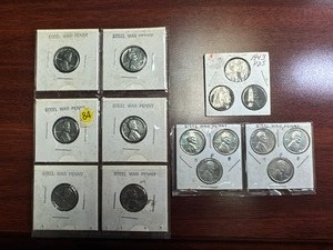 lot 84 image: Fifteen Mostly Very High Grade1943 Steel Cents  6  1943-Ps and three 3-coin 1943 PDS sets.