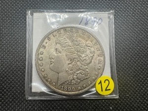 lot 12 image: 1890 Morgan Silver Dollar