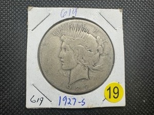 lot 19 image: Better Date 1927-S Peace Silver Dollar