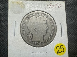 lot 25 image: 1908-O Barber Half Dollar