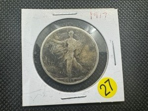 lot 27 image: 1917 Walking Liberty Silver Half Dollar