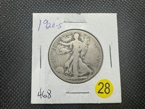 lot 28 image: 1920-S Walking Liberty Silver Half Dollar
