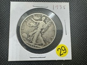 lot 29 image: 1935 Walking Liberty Silver Half Dollar