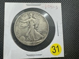 lot 31 image: 1941-S Walking Liberty Silver Half Dollar