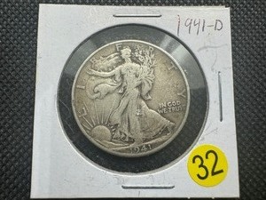 lot 32 image: 1941-D Walking Liberty Silver Half Dollar