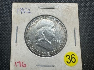 lot 36 image: 1952 Franklin Silver Half Dollar