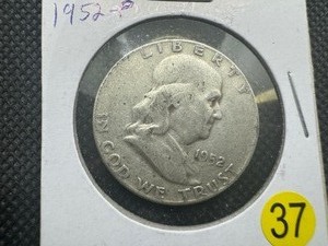lot 37 image: 1952 Franklin Silver Half Dollar