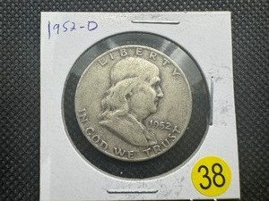 lot 38 image: 1952-D  Franklin Silver Half Dollar