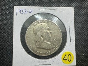 lot 40 image: 1953-D  Franklin Silver Half Dollar